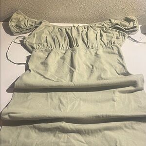 SO Light Green Off-Shoulder Mini Skirt